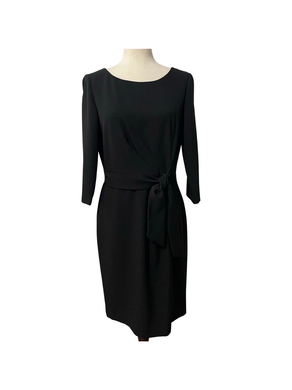 Women’s Tahari ASL Tie Waist Knee Length LBD Sheath Dress 3/4 Sleeve Size 8